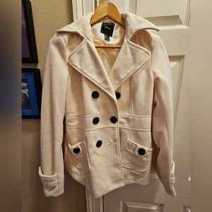 Forever 21 double breasted cream coat